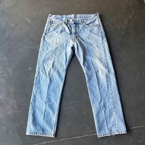Levis 505 Regular Fit Straight Leg Blue Denim Jeans Mens 36x30